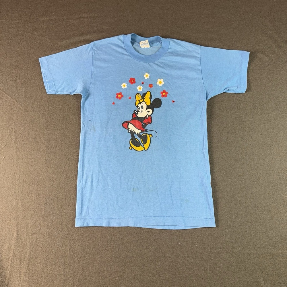 Vintage 80s Disney Minnie Mouse Single Stitch Blue T-Shirt Adult Medium